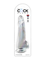 King Cock Clear Dildo with Balls 10in